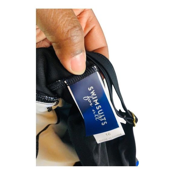 1133 swim for all women's 16 blue polka dot tiered ruffle swim bathing tankini - Picture 4 of 5